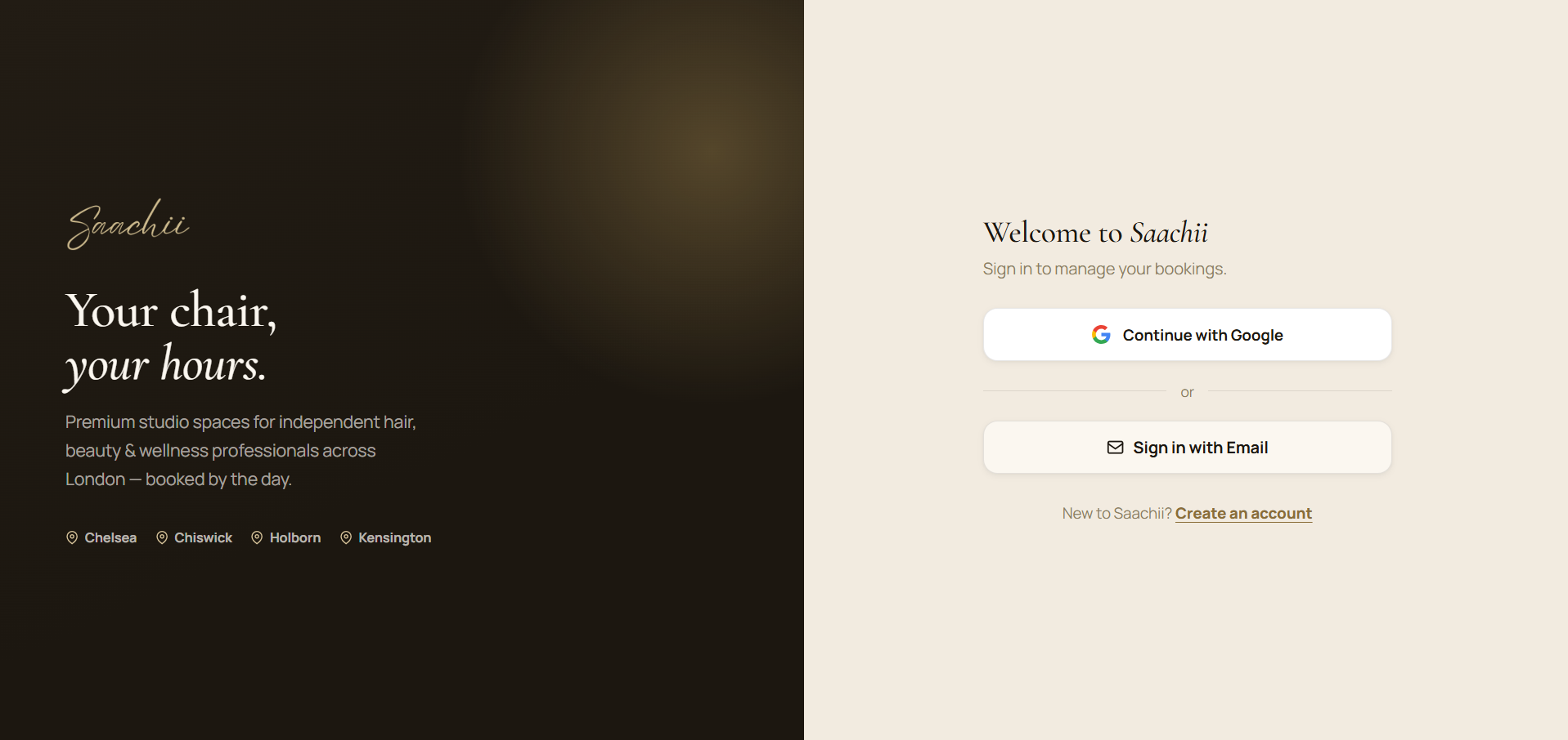 Register / Sign In — screen 1